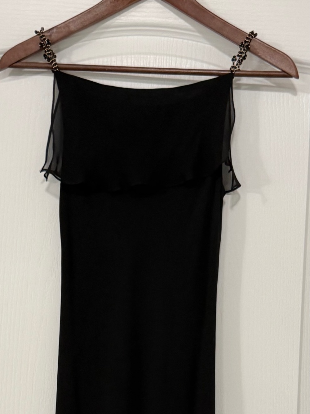 VTG Tom and Linda Platt Saks Fifth Avenue Black Chiffon Beaded Maxi Gown 4